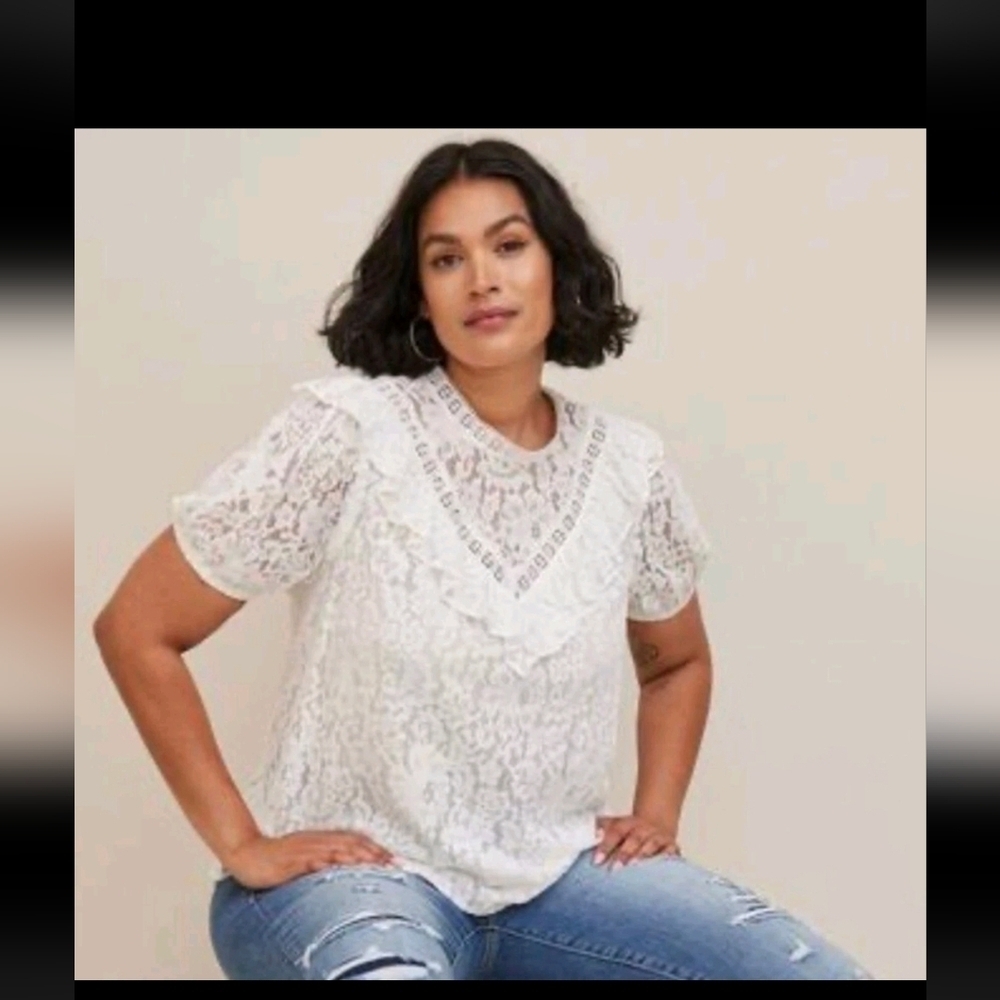 Torrid Elegant White Lace Top